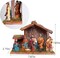 Christmas Nativity Figurine - Nativity Scene Statue with Wooden and Moss Stable